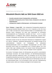 Abbildung Presseinformation Ankündigung Mitsubishi Electric auf der SHK 2022